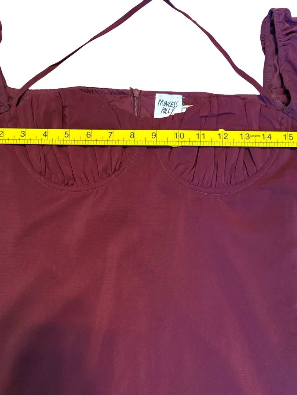 Princess Polly Dyer Burgundy Date Night Y2K Long Sleeve Mini Dress Size 10 - Picture 3 of 8